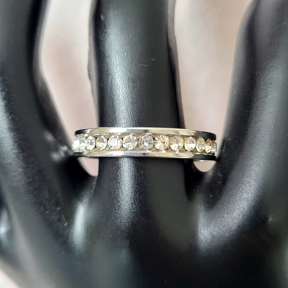 Stainless Steel Eternity Crystal Band Band